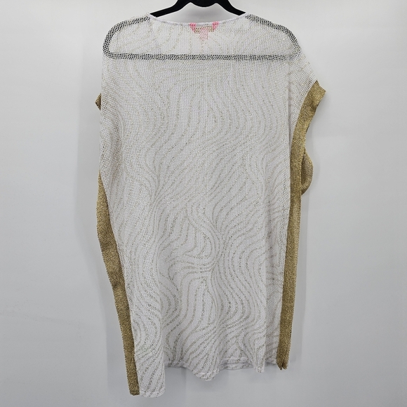 Lilly Pulitzer Ellio Metallic Wave Foil Mesh Caftan Swimsuit Cover Up Dress XS - Picture 5 of 7